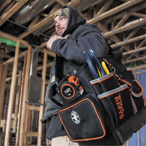 Tradesman Pro Tool Tote, Ballistic Nylon, 40 Pockets, Black/Orange Distribution Jean Lapalme