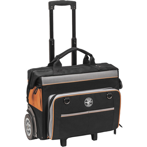 Tradesman Pro Rolling Tool Bag, Ballistic Polyester, 24 Pockets, Black/Orange Distribution Jean Lapalme