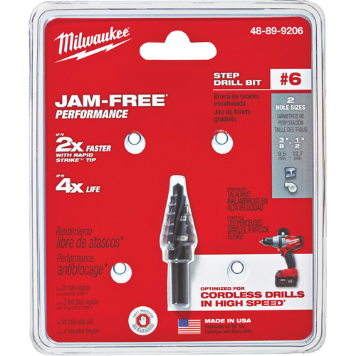 #6 Step Drill Bit, 3/8" - 1/2" , 1/16" Increments, High Speed Steel Distribution Jean Lapalme