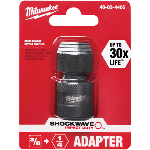Adaptateur de douille carr&eacute;e &agrave; hexagonale pour tournevis &agrave; percussion Shockwave, Chocs, Prise 1/4", Douille 3/8", 1,875" lo Distribution Jean Lapalme