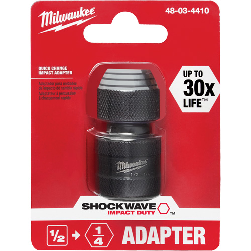 Adaptateur de douille carr&eacute;e &agrave; hexagonale pour tournevis &agrave; percussion Shockwave, Chocs, Prise 1/4", Douille 1/2", 1,875" lo Distribution Jean Lapalme