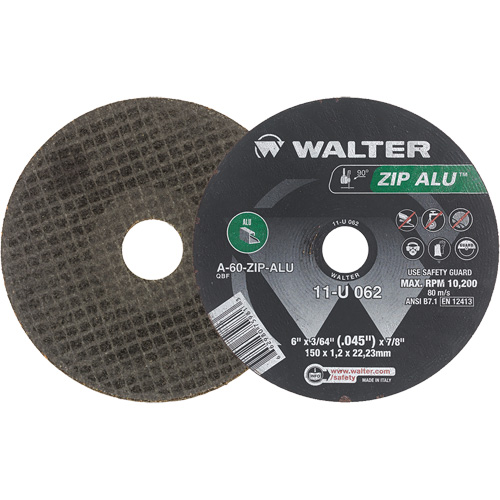 Zip Alu Cut-Off Wheel, 6" x 3/64", 7/8" Arbor, Type 1, Aluminum Oxide, 10200 RPM Distribution Jean Lapalme