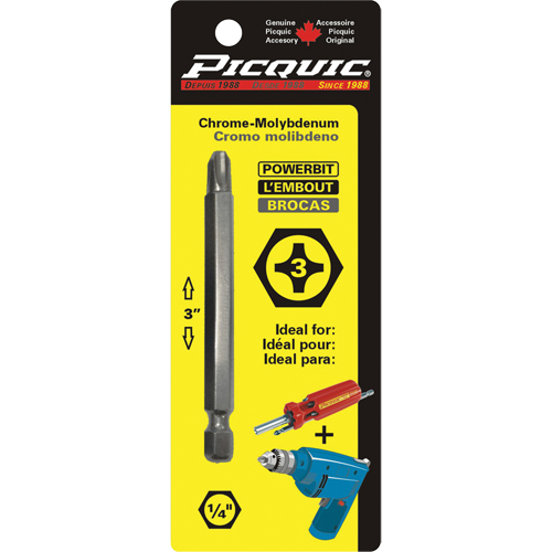 Embout, Phillips, Embout #3, Prise 1/4", Longueur 3" Distribution Jean Lapalme