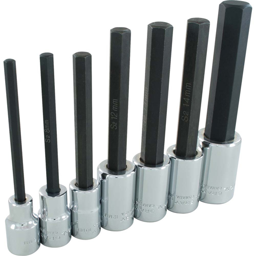 Jeu de douilles &agrave; t&ecirc;te hexagonale tr&egrave;s longues, Hexagonale, Prise 1/2", 7 mrcx Distribution Jean Lapalme