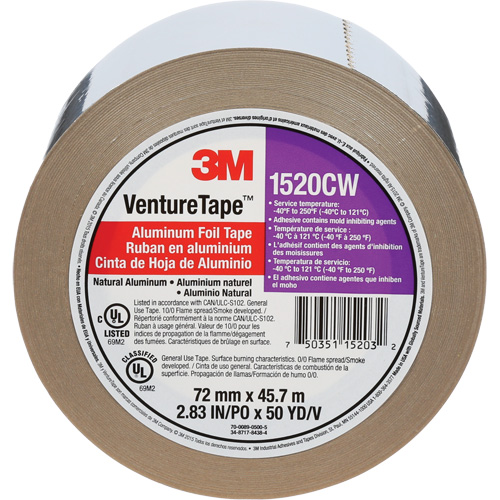Ruban en aluminium Venture Tape, &eacute;paisseur 1,8 mils, 72 mm (3") x 45,7 m (150') Distribution Jean Lapalme