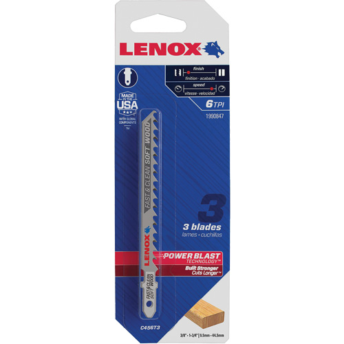 Lame de scie sauteuse pour coupe nette, Bim&eacute;tal, Tige en T, 4" lo, 6 dents par pouce Distribution Jean Lapalme