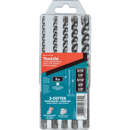 SDS-Plus 3-Cutter Bit Set, 5 Pieces, Carbide Distribution Jean Lapalme