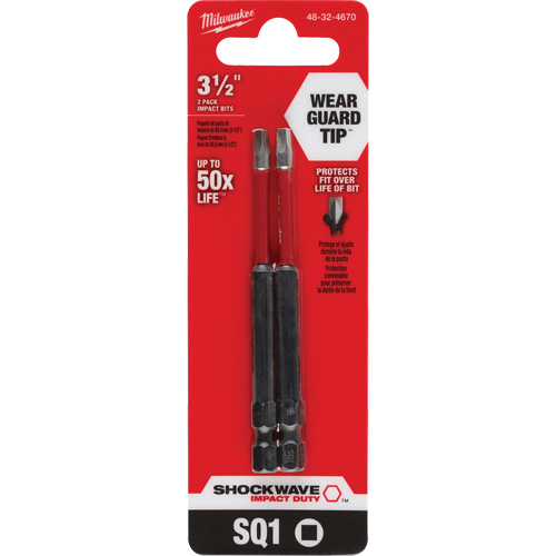 Embout de tournevis Shockwave Impact Duty, Carr&eacute;e, Embout #1, Prise 1/4", Longueur 3-1/2" Distribution Jean Lapalme