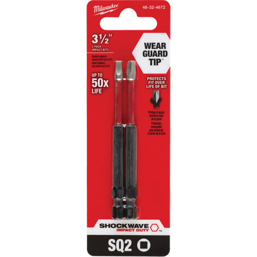 Embout de tournevis Shockwave Impact Duty, Carr&eacute;e, Embout #2, Prise 1/4", Longueur 3-1/2" Distribution Jean Lapalme