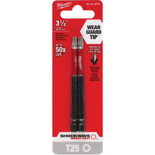 Embout de tournevis Shockwave Impact Duty, Torx, Embout T-25, Prise 1/4", Longueur 3-1/2" Distribution Jean Lapalme