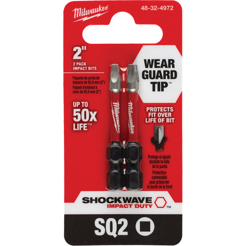 Embout de tournevis Shockwave Impact Duty, Carr&eacute;e, #2, Prise 1/4" Distribution Jean Lapalme