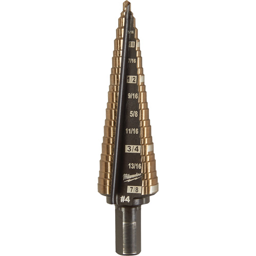 Step Drill Bit, 3/16"/#4 - 7/8"/#4 , 1/32" Increments, High Speed Cobalt Distribution Jean Lapalme