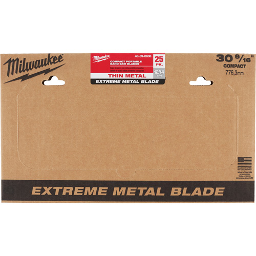 Extreme Metal Band Saw Blades, High Speed Steel, 30-9/16" L x 1/2" W x 0.02" Thick, 12/14 TPI Distribution Jean Lapalme