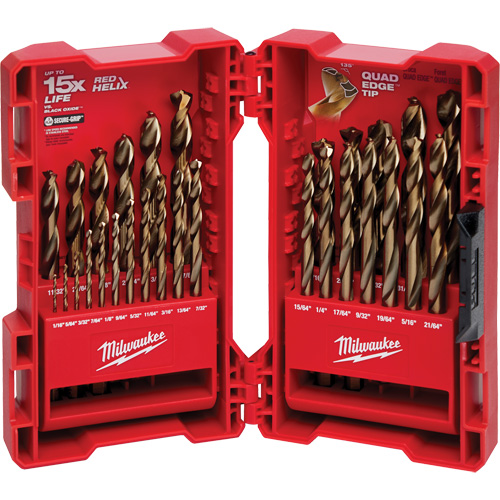 Red Helix Drill Bit Set, 29 Pieces, Cobalt Distribution Jean Lapalme