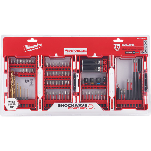 Shockwave Impact Drill & Drive Set, 27 Pcs., Hex/Nutsetter/Phillips/Slotted/Square/Torx&reg; Distribution Jean Lapalme