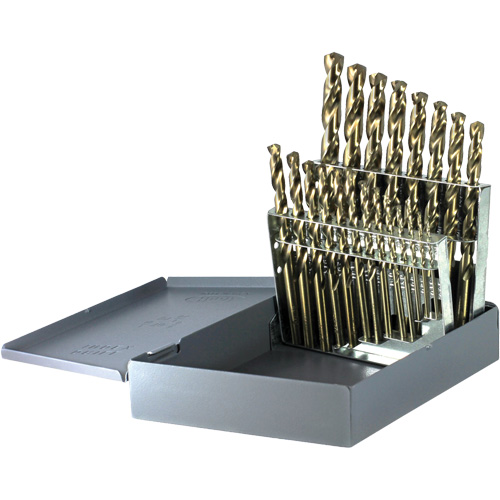 DRILLCO Heavy-Duty Jobber Length Drill Bit Set, 21 Pieces, Cobalt Distribution Jean Lapalme