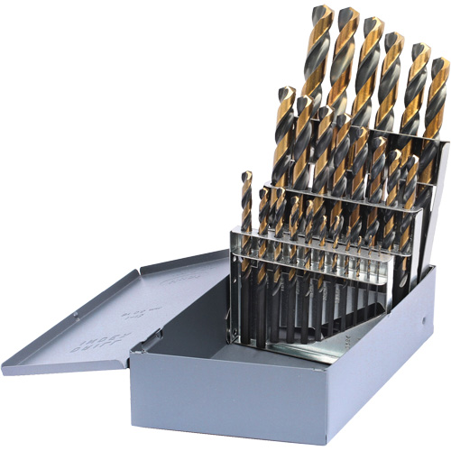 Jeu de forets m&eacute;triques courts DRILLCO, 25 morceaux, Acier rapide Distribution Jean Lapalme