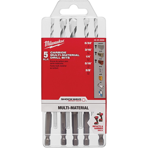 Jeu de forets multi-mat&eacute;riaux Shockwave, 5 morceaux, Carbure Distribution Jean Lapalme