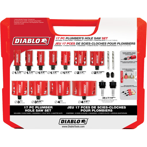 Plumber's Bi-Metal Hole Saw Set, 17 Pieces Distribution Jean Lapalme