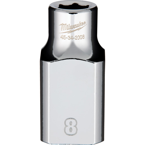 Douille m&eacute;trique avec c&ocirc;t&eacute;s Four Flats, 8 mm, Prise 1/2", 6 pans Distribution Jean Lapalme