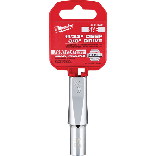 Douille SAE avec c&ocirc;t&eacute;s Four Flats, 11/32", Prise 3/8", 6 pans, Profond Distribution Jean Lapalme