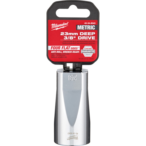 Metric Socket with Four Flat Sides, 23 mm, 3/8" Drive, 6 Points, Deep Distribution Jean Lapalme