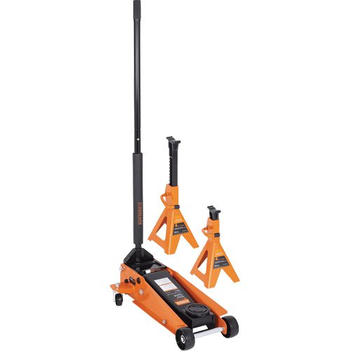 Service Jack with 4-Ton Vehicle Stands, 3.5 Ton(s) Capacity, 5-1/8" Lowered, 21" Raised, Manual Hydraulic Distribution Jean Lapalme