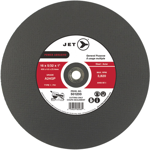 Meule &agrave; tronçonner Power Abrasive A24GP, 20" x 5/32", Arbre de 1", Type 1, 3000 Tr/min Distribution Jean Lapalme