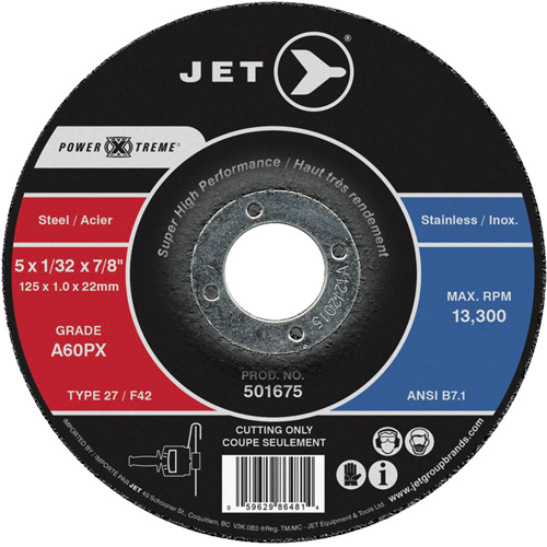 Meule &agrave; tronçonner Power-Xtreme A60PX, 6" x 3/64", Arbre de 7/8", Type 27, 10 200 Tr/min Distribution Jean Lapalme