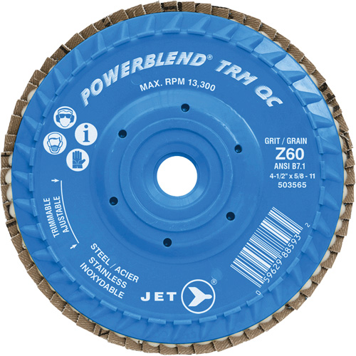 PowerBlend TRM QC Trimmable Flap Disc, 5" x 5/8"-11, Type 27, Z60 Grit, Zirconia Alumina Distribution Jean Lapalme