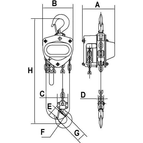 KCH Series Chain Hoists, 20' Lift, 2200 lbs. (1 tons) Capacity, Alloy Steel Chain Distribution Jean Lapalme