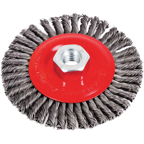 Brosse &agrave; cordon de soudure pour meuleuse angulaire, Dia. 4-1/2", Fils 0,02", Arbre 5/8"-11, Acier Distribution Jean Lapalme