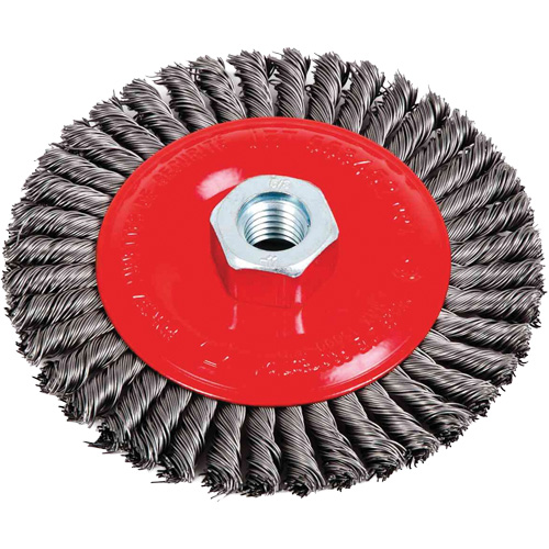 Brosse &agrave; cordon de soudure pour meuleuse angulaire, Dia. 5", Fils 0,02", Arbre 5/8"-11, Acier Distribution Jean Lapalme