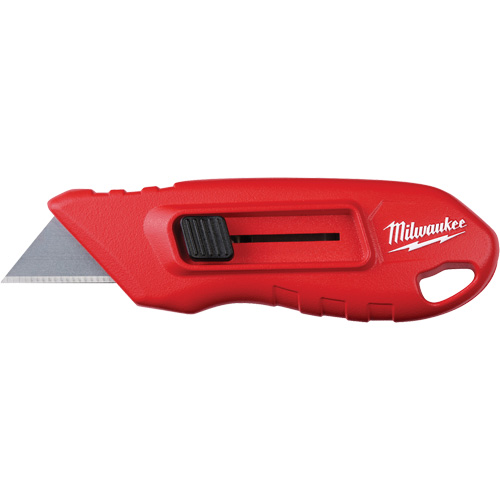 Couteau &agrave; lame r&eacute;tractable compacte actionn&eacute;e par bouton &agrave; glissi&egrave;re lat&eacute;rale, Prise en M&eacute;tal Distribution Jean Lapalme