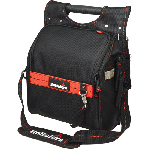 Pochette porte-outils pour &eacute;lectricien professionnel &agrave; fermeture &agrave; glissi&egrave;re, Polyester balistique, 19 pochettes, Noir/Rouge Distribution Jean Lapalme