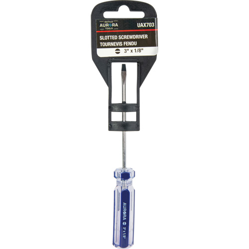 Blue Transparent Striped Slotted Screwdriver, 1/8" Tip, Round, Plastic Handle Distribution Jean Lapalme