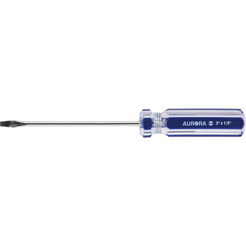 Blue Transparent Striped Slotted Screwdriver, 1/8" Tip, Round, Plastic Handle Distribution Jean Lapalme