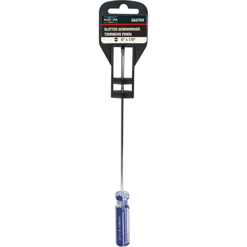 Tournevis &agrave; fente bleu transparent avec bandes, Tige de 1/8", Ronde, Prise en Plastique Distribution Jean Lapalme