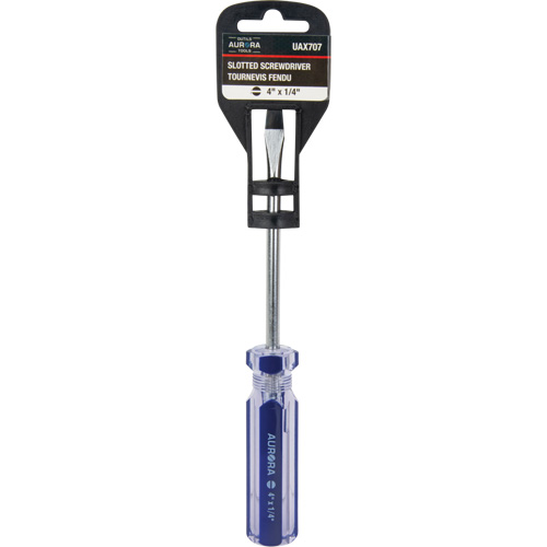 Blue Transparent Striped Slotted Screwdriver, 1/4" Tip, Round, Plastic Handle Distribution Jean Lapalme