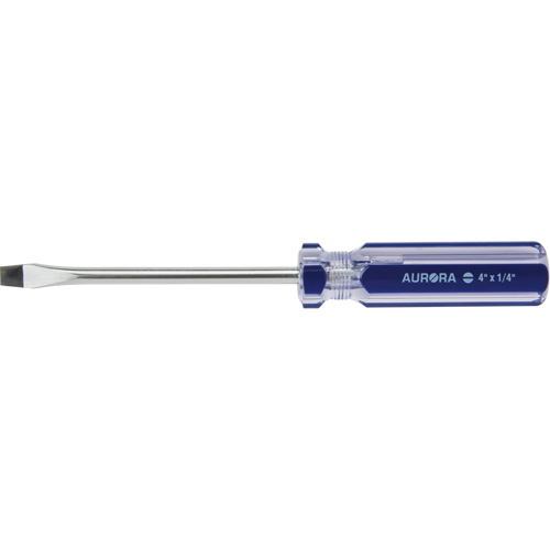 Blue Transparent Striped Slotted Screwdriver, 1/4" Tip, Round, Plastic Handle Distribution Jean Lapalme