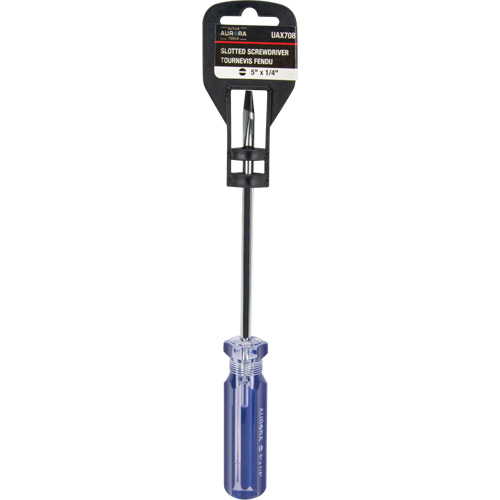 Blue Transparent Striped Slotted Screwdriver, 1/4" Tip, Round, Plastic Handle Distribution Jean Lapalme