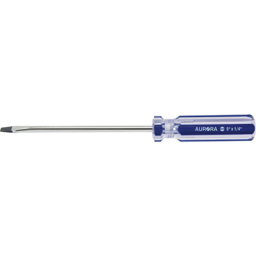 Blue Transparent Striped Slotted Screwdriver, 1/4" Tip, Round, Plastic Handle Distribution Jean Lapalme