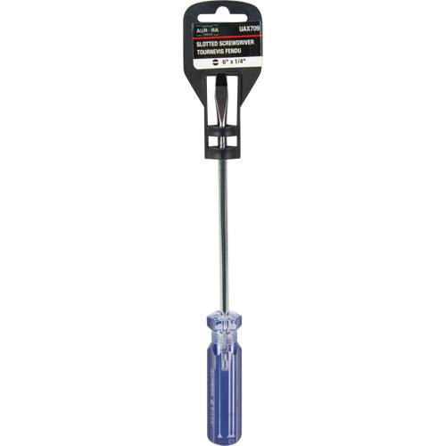 Blue Transparent Striped Slotted Screwdriver, 1/4" Tip, Round, Plastic Handle Distribution Jean Lapalme