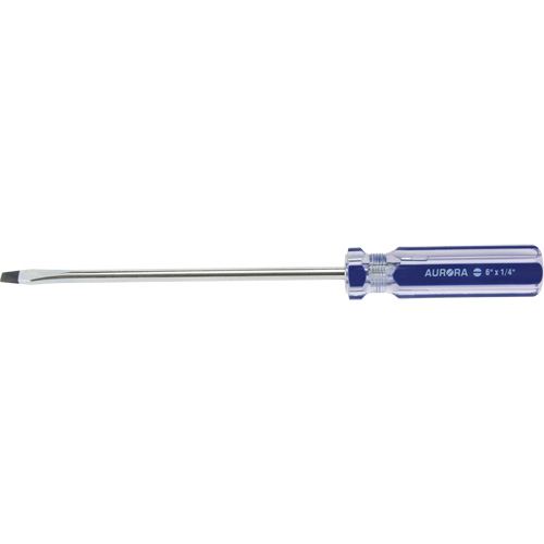 Blue Transparent Striped Slotted Screwdriver, 1/4" Tip, Round, Plastic Handle Distribution Jean Lapalme