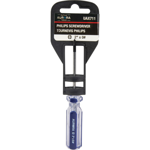 Tournevis Philips bleu transparent avec bandes, #0, Prise Plastique Distribution Jean Lapalme