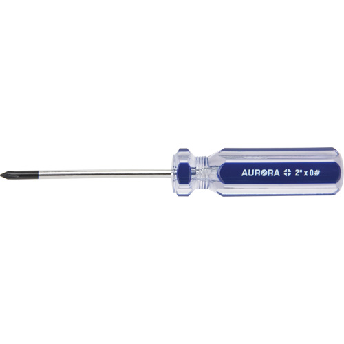 Tournevis Philips bleu transparent avec bandes, #0, Prise Plastique Distribution Jean Lapalme