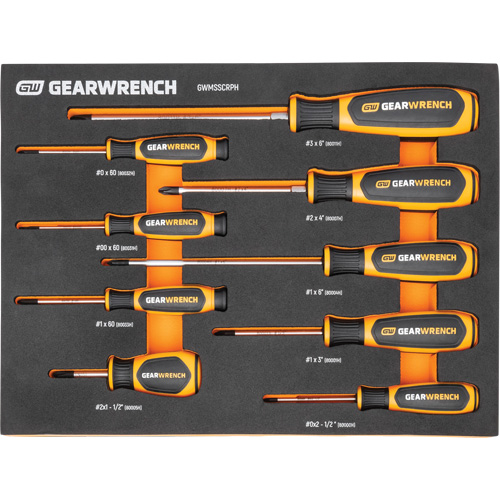 Phillips&reg; Dual Material Screwdriver Set in Foam Storage Tray, 9 Pcs. Distribution Jean Lapalme