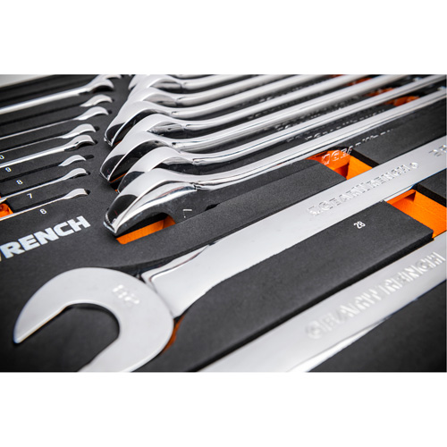 12-Point Long Pattern Combination Metric Wrench Set in Foam Storage Tray, Open-Ended, 24 Pieces, Metric Distribution Jean Lapalme