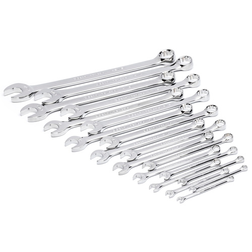12-Point Long Pattern Combination SAE Wrench Set in Foam Storage Tray, Open-Ended, 19 Pieces, Imperial Distribution Jean Lapalme