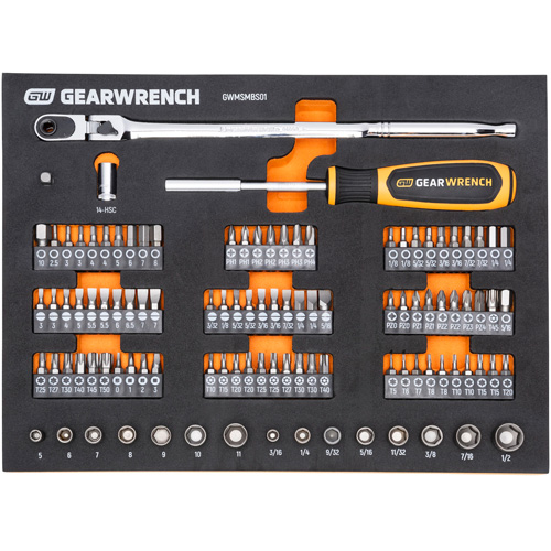 Jeu d'outils &agrave; t&ecirc;te &eacute;troite pour m&eacute;canicien dans un plateau de rangement en mousse Distribution Jean Lapalme